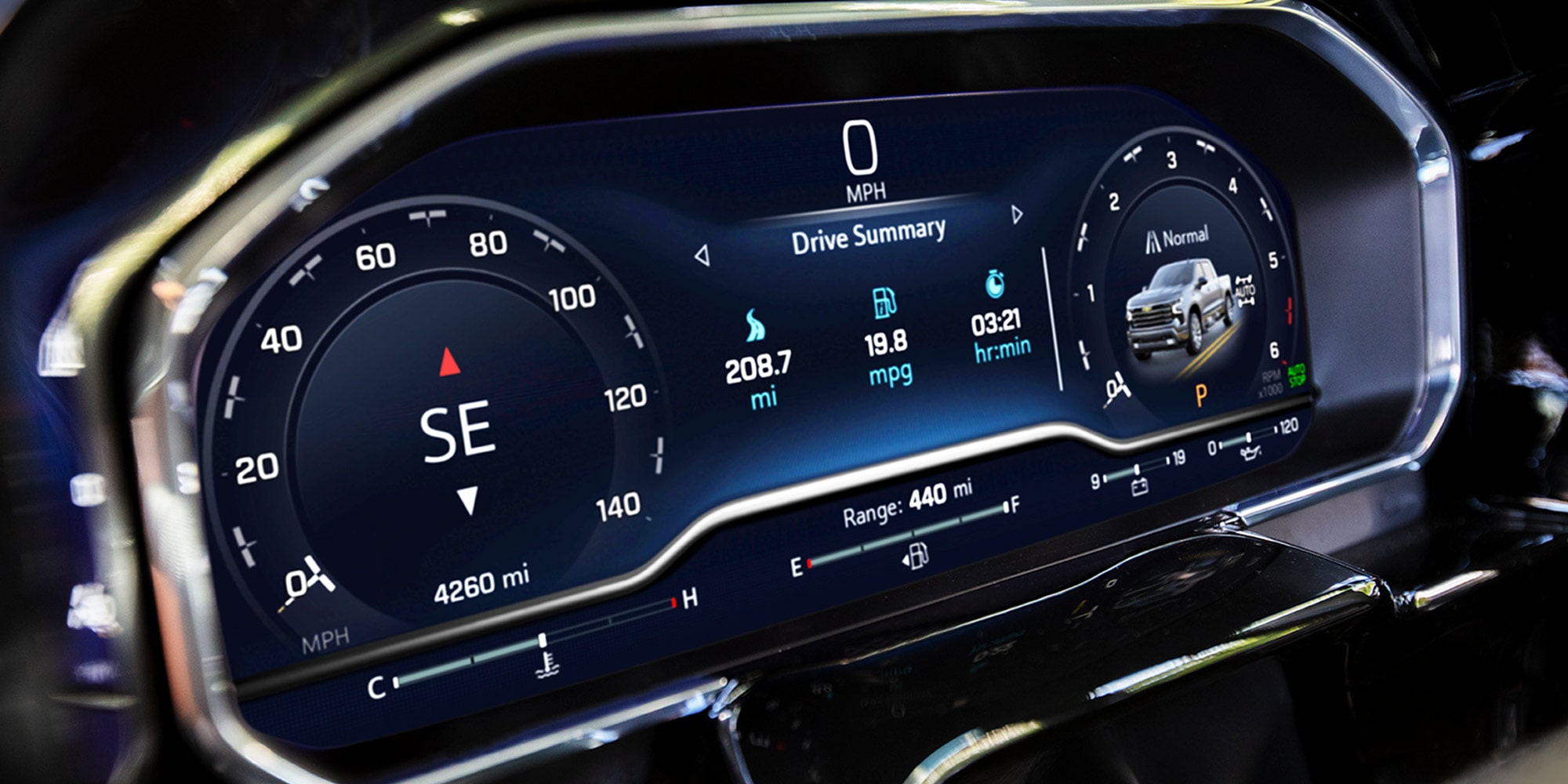 Cluster digital de 12 pulgadas de la Chevrolet Silverado.