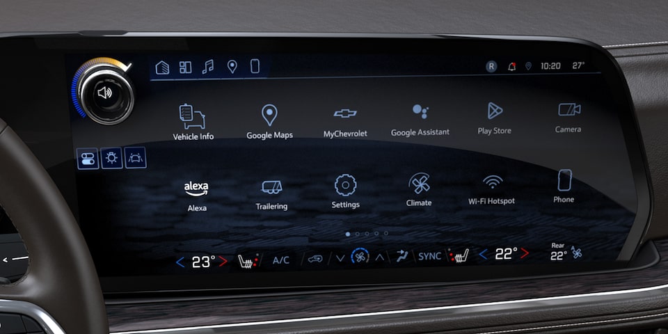 Vista en detalle del panel digital de la Chevrolet Suburban Z71.