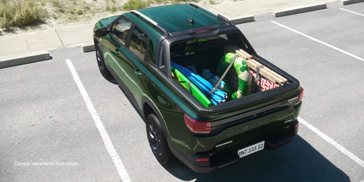 Vista de caja multiflex de la nueva pick up Chevrolet Montana