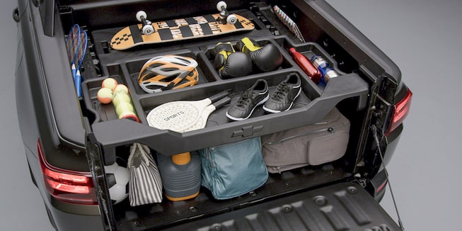 Vista de posterior de la caja multiflex de la nueva pickup Chevrolet Montana Premier