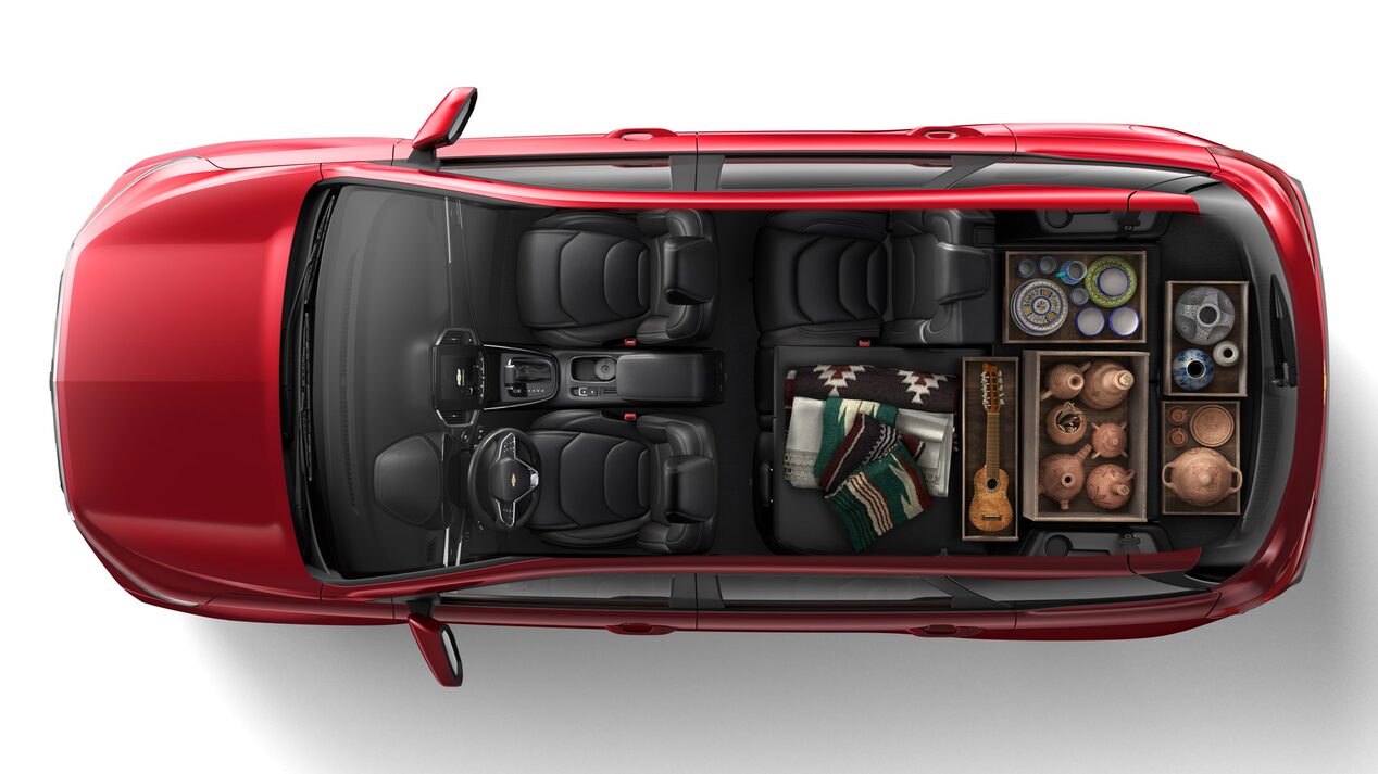 Vista superior de la Chevrolet Captiva XL con la configuración de 3 asientos.