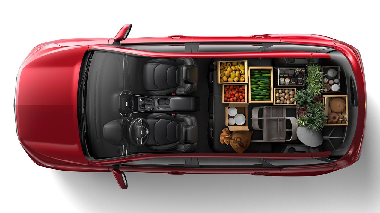 Vista superior de la Chevrolet Captiva XL con la configuración de 2 asientos para mas espacio.